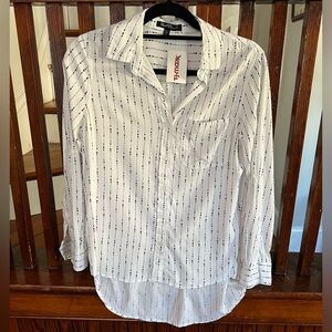 NWT White w/ Black Stripes Button Up